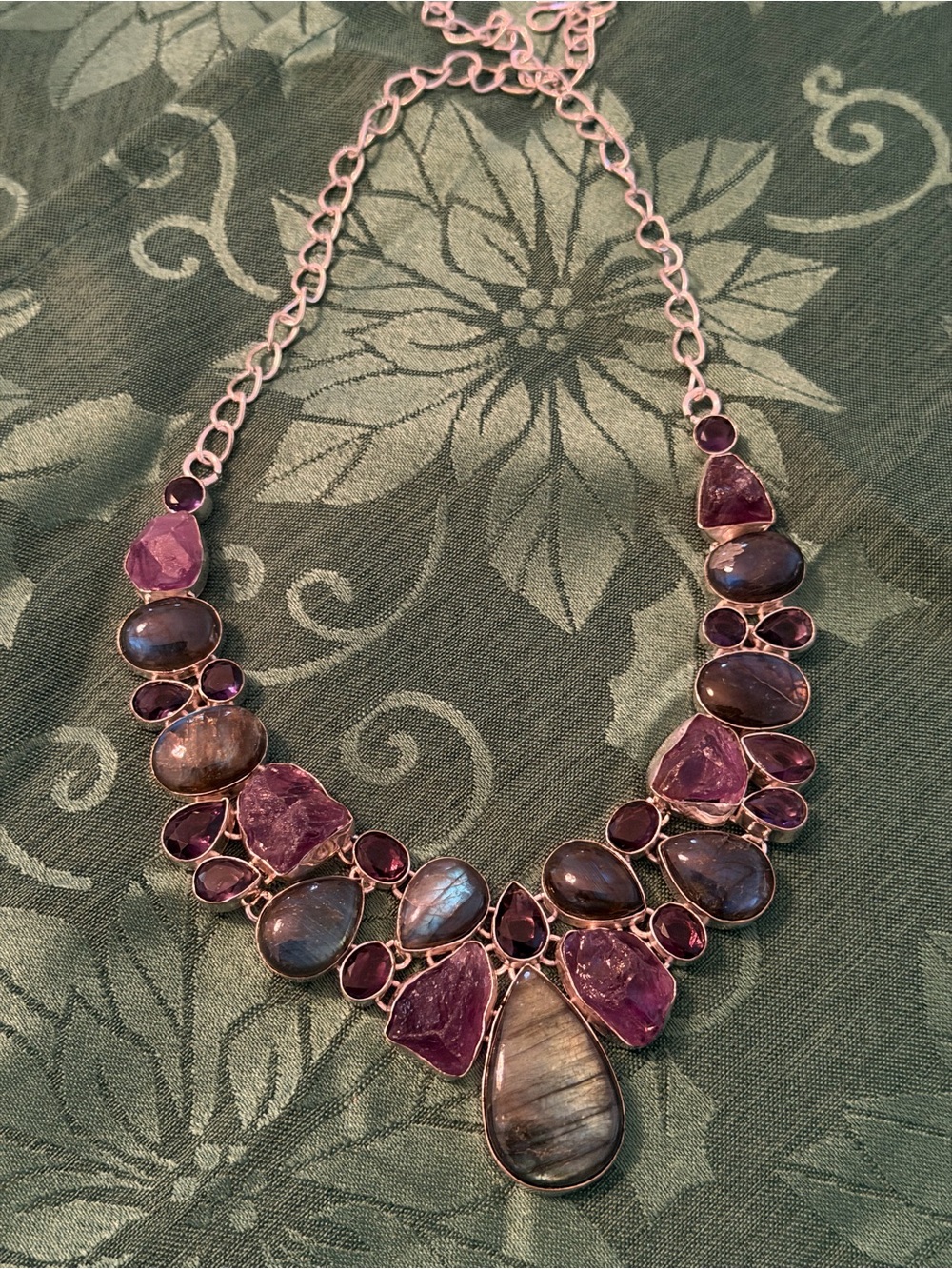 Purple Gemstone Statement Necklace for Women